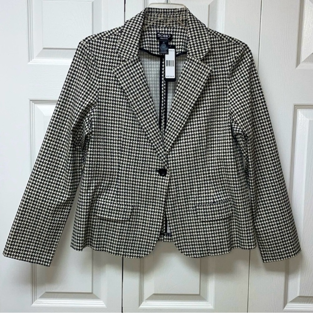 Houndstooth One Button Blazer